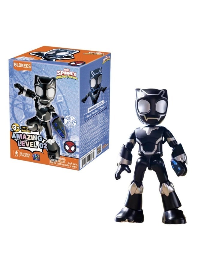 BLOKEES Marvel Spidey Amazing Friends Black Panther Building Kit | Amazing Level 02 T’Challa Action Figure | STEM Construction Toy for Kids & Collectors | Licensed Superhero Model Kit - Image 3
